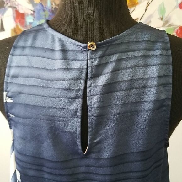 Rachel Roy Blue flare Dress with One side Ruffle size Medium - Picture 14 of 14